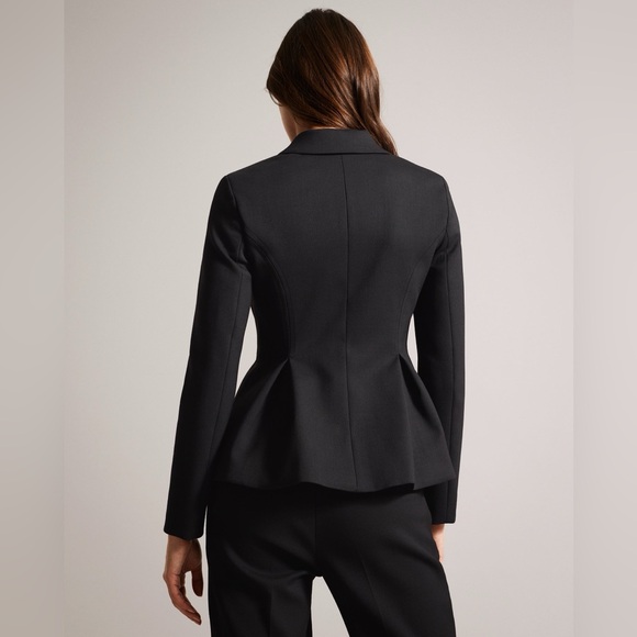 NWT Ted Baker Philiya Peplum Waist Suit Jacket Black - Picture 3 of 7